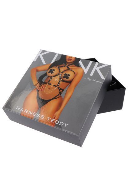 Портупея-тедді з екошкіри Leg Avenue Heart ring harness teddy S Black, підвіска-сердечко, ланцюги SO8563 фото