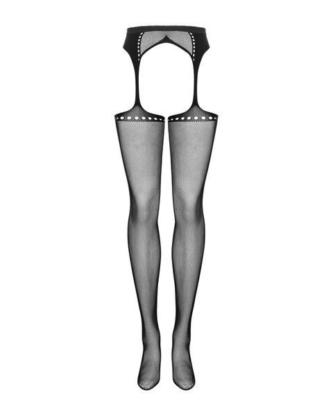 Сітчасті панчохи-стокінги зі стрілкою Obsessive Garter stockings S314 S/M/L, чорні, імітація гартері SO7272 фото