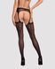 Сітчасті панчохи-стокінги зі стрілкою Obsessive Garter stockings S314 S/M/L, чорні, імітація гартері SO7272 фото 2