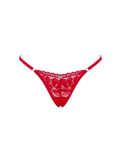 Мереживні стрінги Obsessive Lacelove thong XS/S Red, низька посадка SO8661 фото