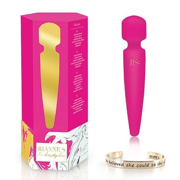 Вібромасажер Rianne S: Bella Mini Wand Rose, 10 режимів, медичний силікон, подарункове паковання SO3868 фото