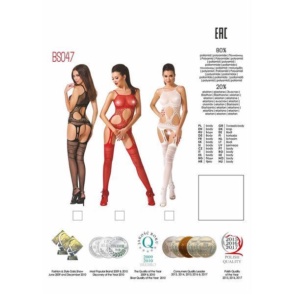 Бодістокінг Passion BS047 red, комбінезон, імітація топа, панчох і пояса PBS047R фото
