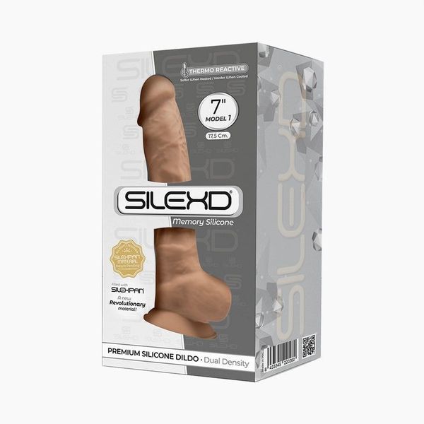 Фалоімітатор SilexD Johnny Caramel (MODEL 1 size 7in), двошаровий, силікон + Silexpan, діаметр 3,8см SO3835 фото