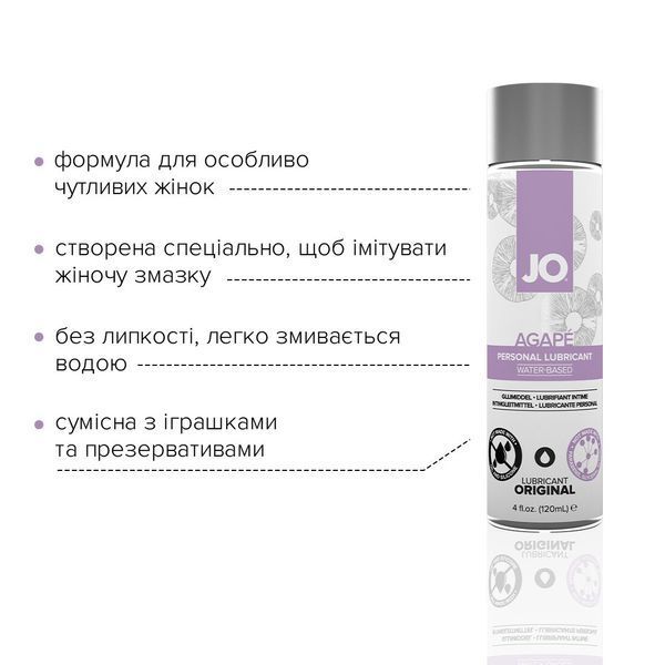 Змазка на водній основі System JO AGAPE &mdash; ORIGINAL (120 мл) без гліцерину, гліколю та парабенів SO1686 фото