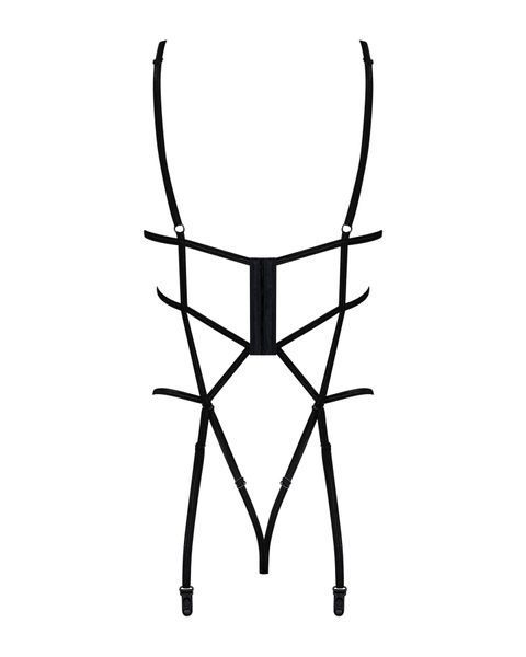 Боді зі стреп із доступом Obsessive Badossa crotchless teddy S/M, чорний SO7215 фото